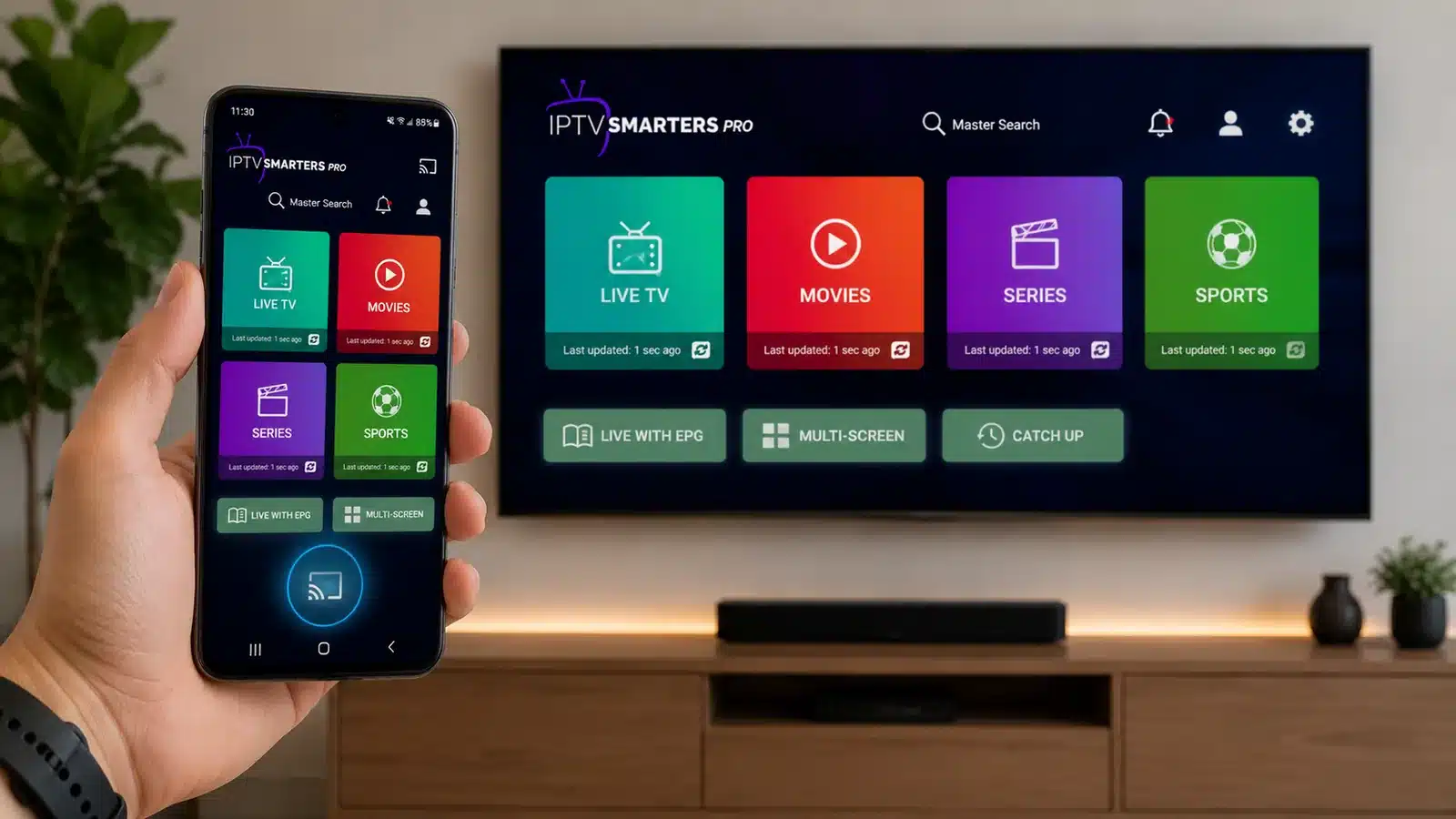 Casting IPTV Smarters Pro for Android Phone to a TV