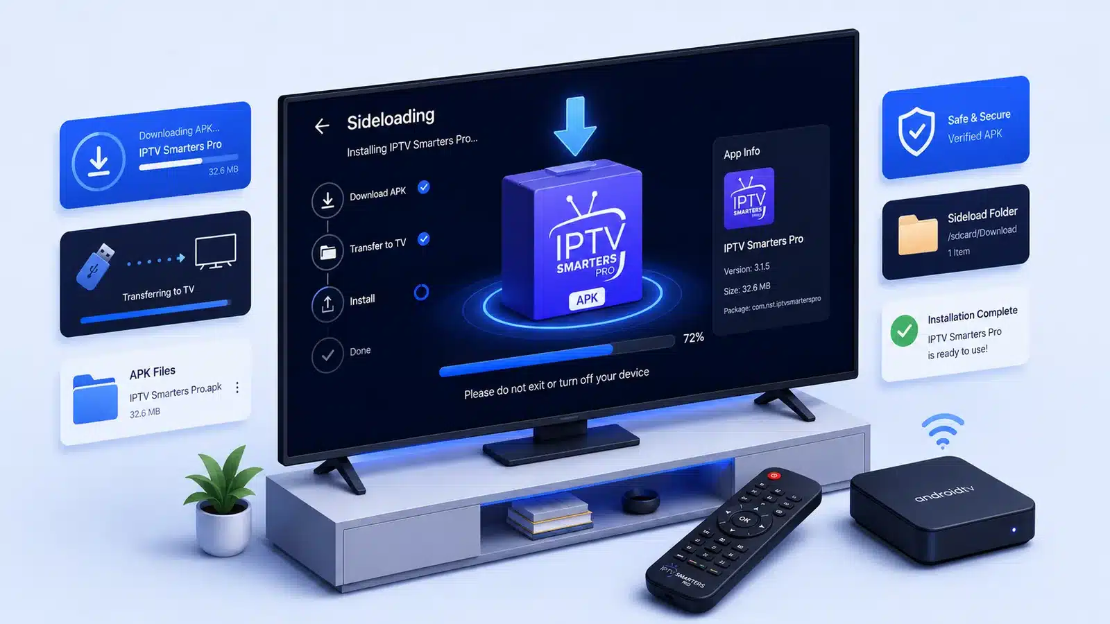 Sideloading IPTV Smarters Pro for Android TV with the Downloader app