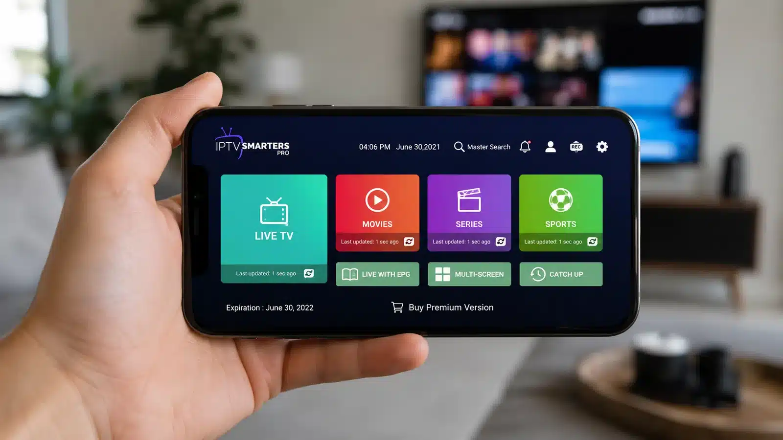 IPTV Smarters Pro for iPhone app on a smartphone screen