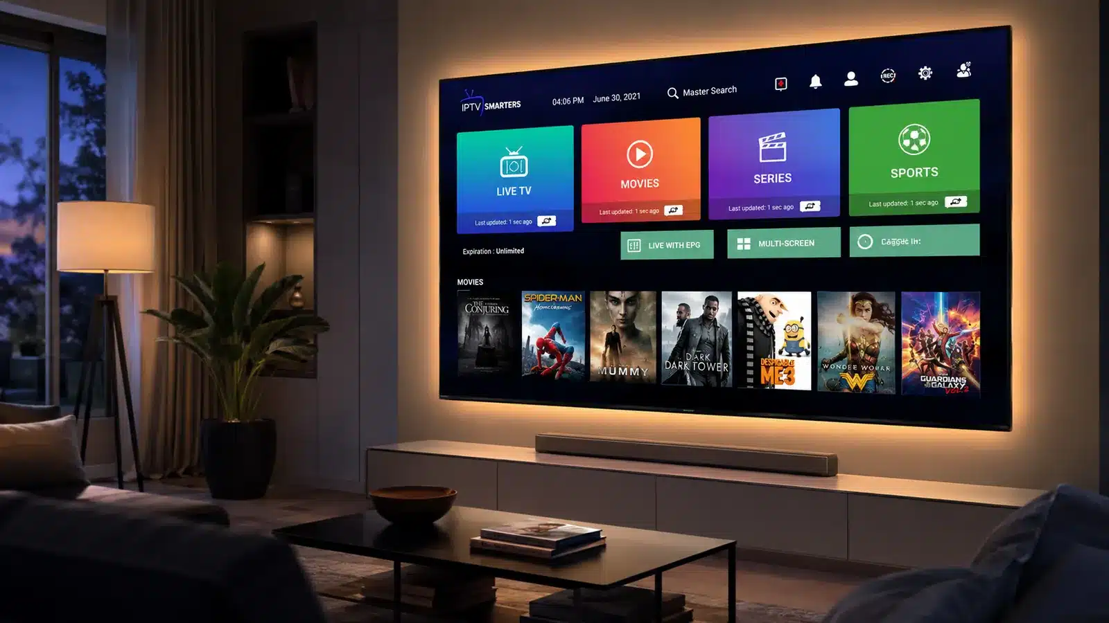 IPTV Smarters Pro for Smart TV on a living-room television